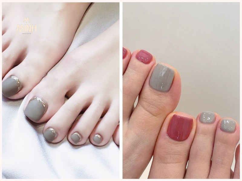 Móng chân màu xám hiện đại và thanh lịch cho da ngăm