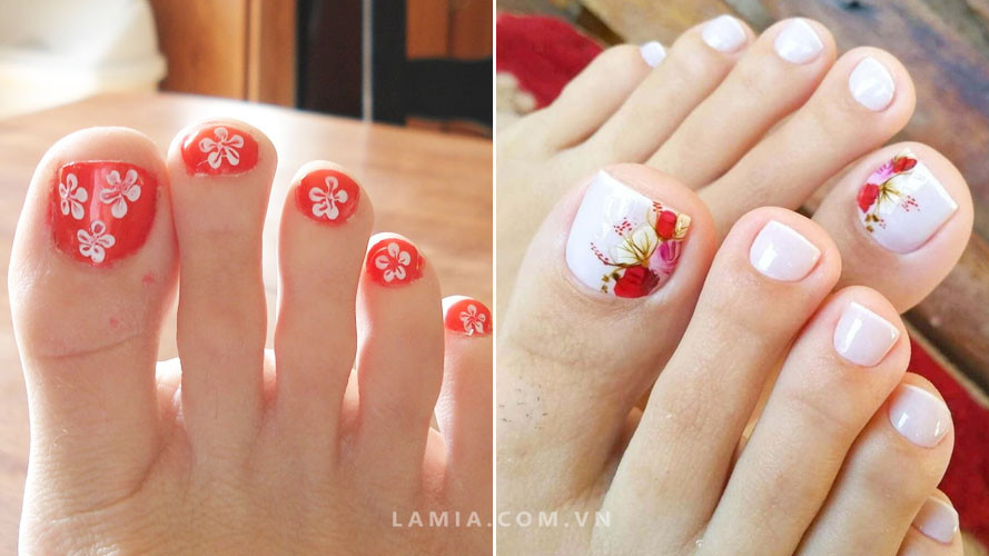 Móng chân vẽ họa tiết đẹp