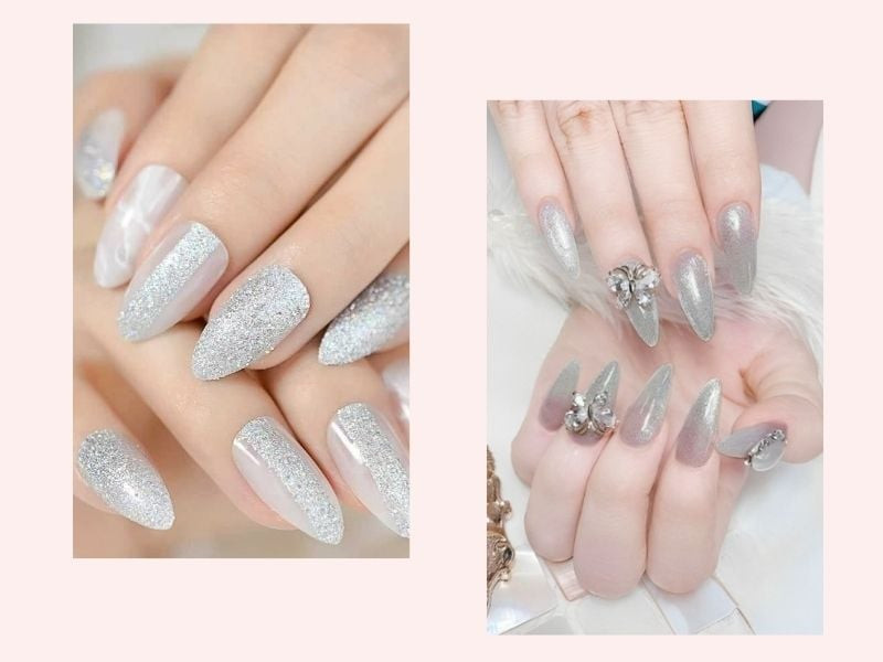 Móng tay da ngăm với màu ánh kim sang trọng phù hợp với dịp đặc biệt