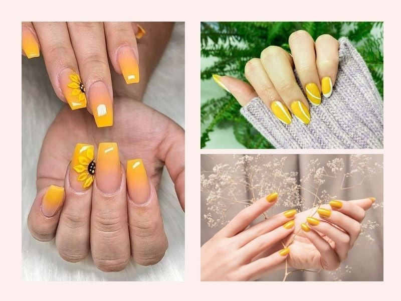 Móng tay da ngăm với màu vàng rạng rỡ và tự tin