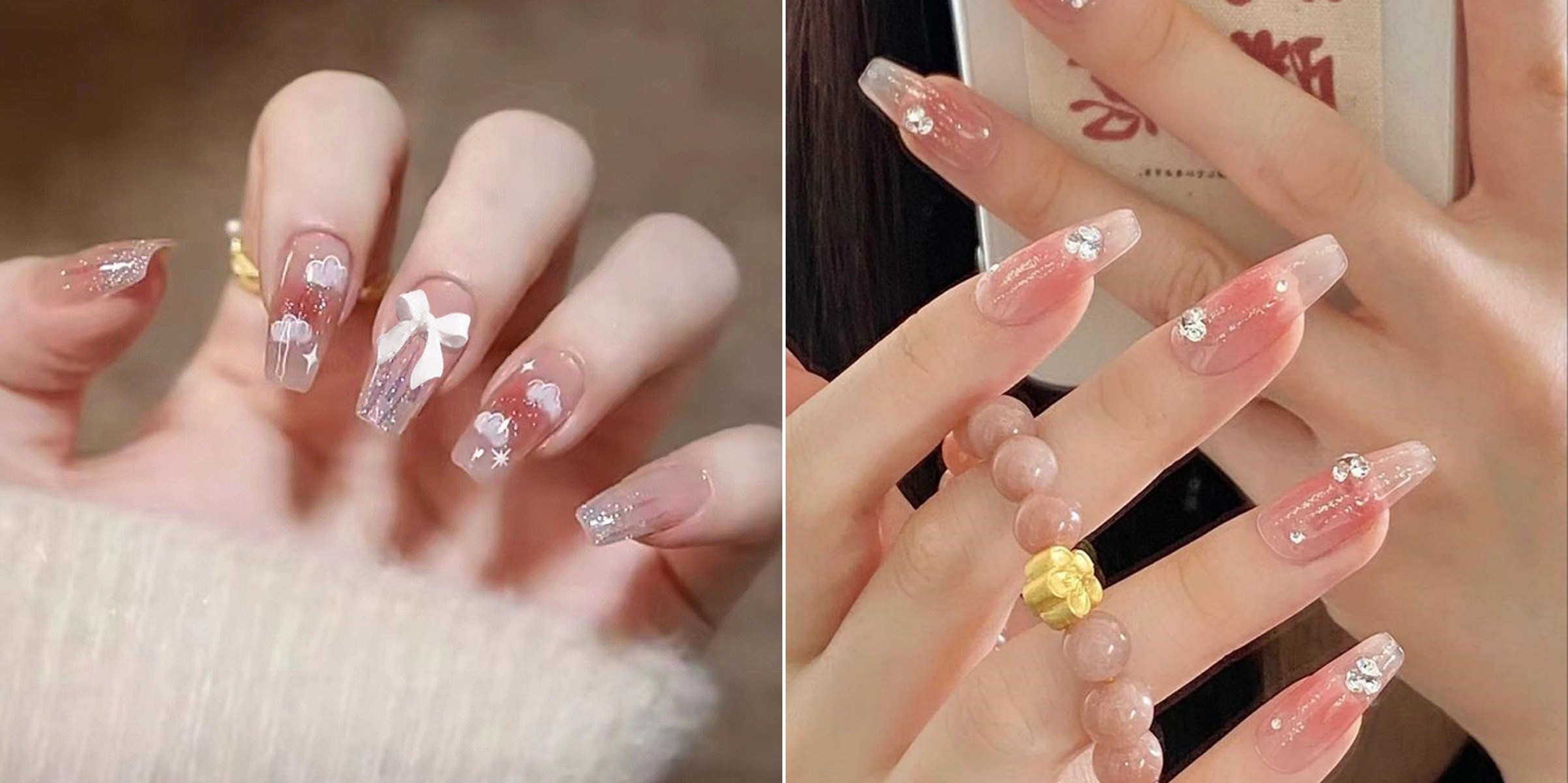 Móng tay đẹp nail đính đá sang trọng