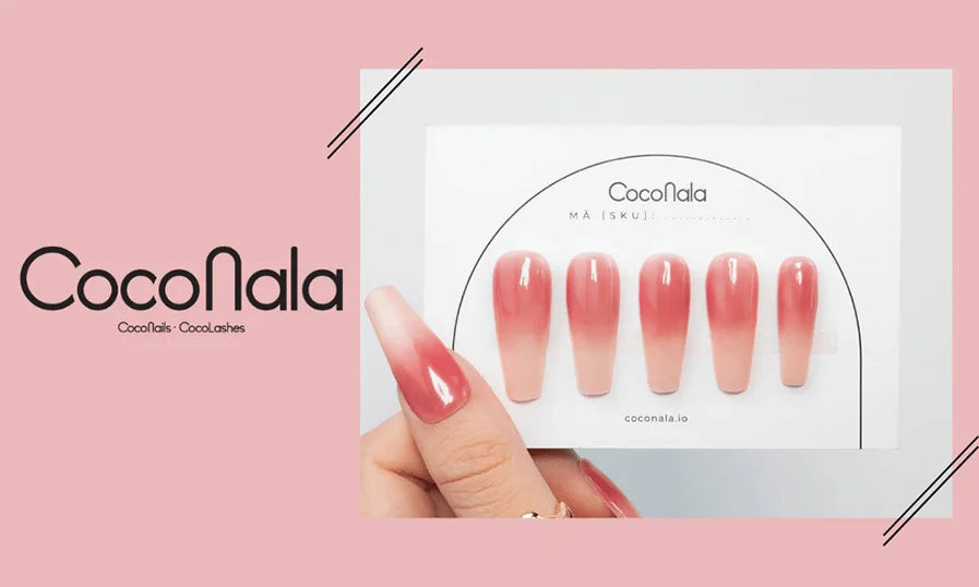 Móng tay giả dáng vuông ombre Peachy 001, phù hợp cách gắn móng tay giả tại nhà