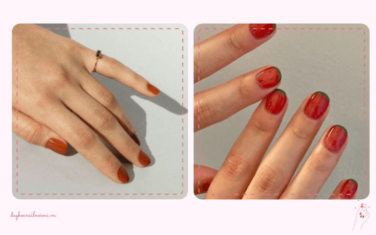 Khám Phá Những Mẫu Móng Tay Sang Trọng, Tinh Tế Năm Nay Móng tay màu đỏ cam bóng