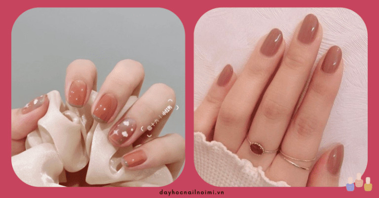 Khám Phá Tuyệt Chiêu Móng Tay Màu Hồng Trắng Đẹp Sang Trọng Móng tay màu hồng đất nhẹ nhàng với họa tiết đám mây trắng tinh khôi