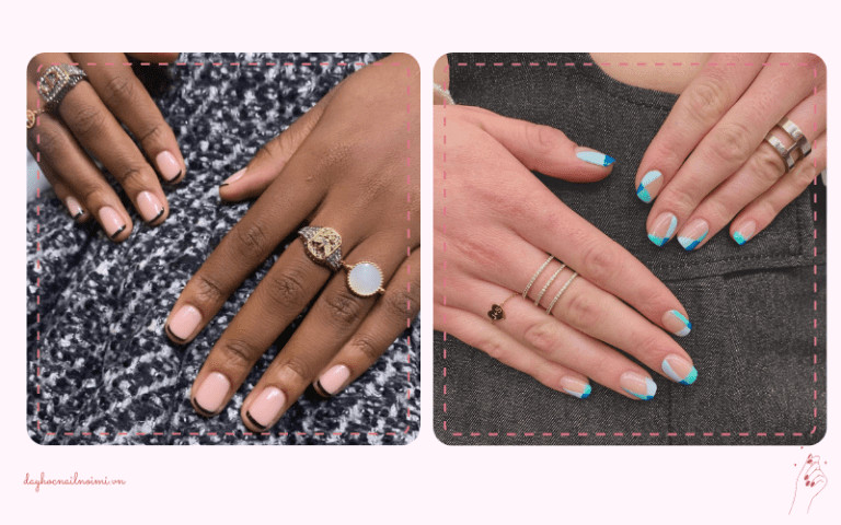 Khám Phá Những Mẫu Móng Tay Sang Trọng, Tinh Tế Năm Nay Móng tay màu hồng trắng viền nét màu