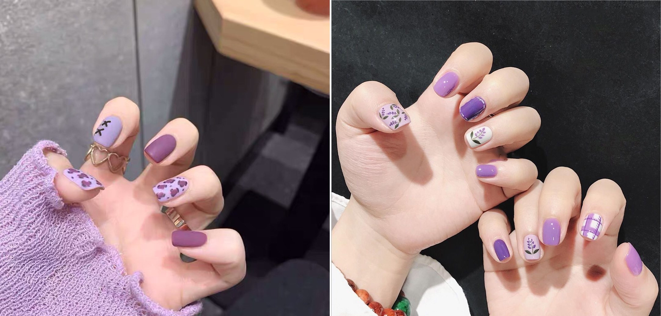 Móng tay màu tím lavender dịu dàng