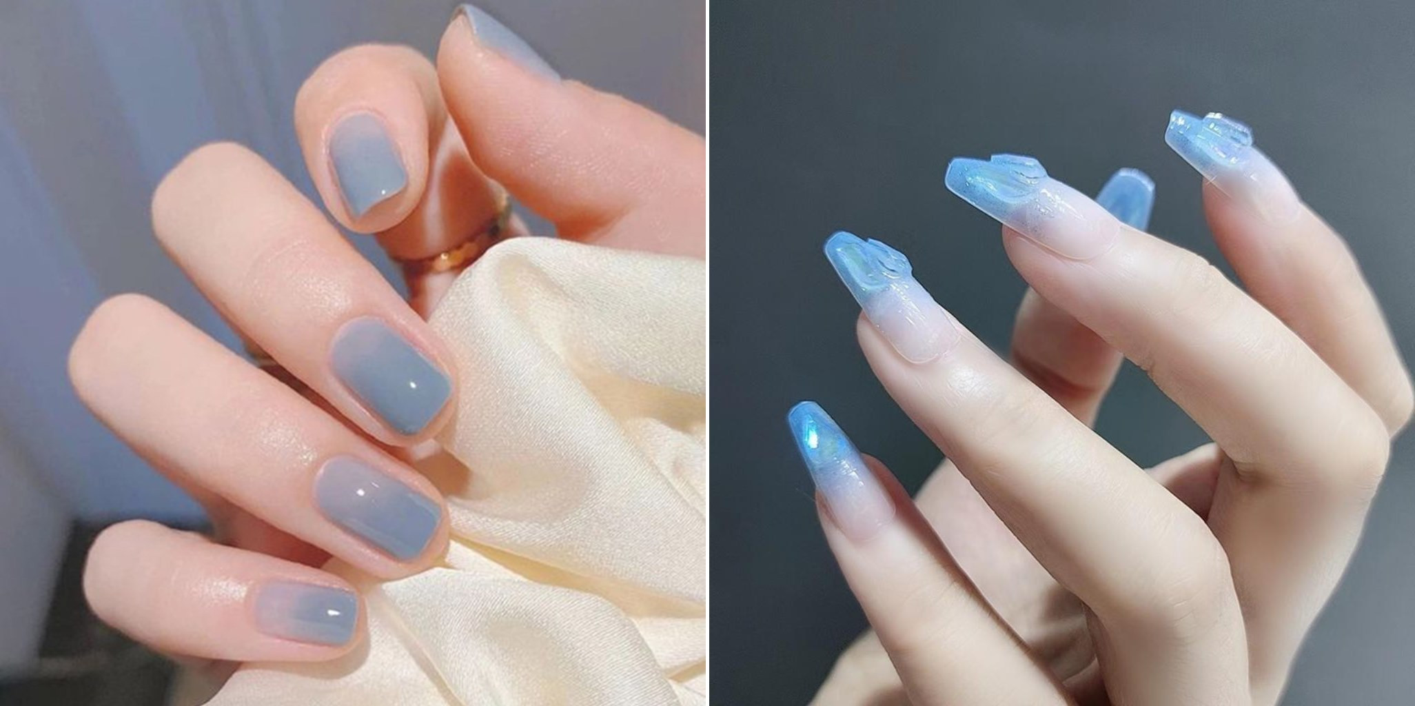 Móng tay màu xanh da trời trong trẻo