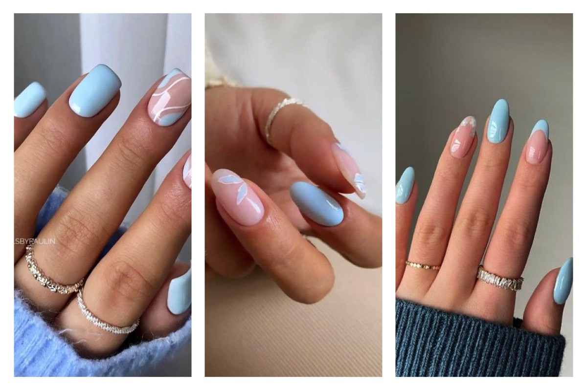 Móng tay màu xanh pastel thanh lịch dành cho da đen