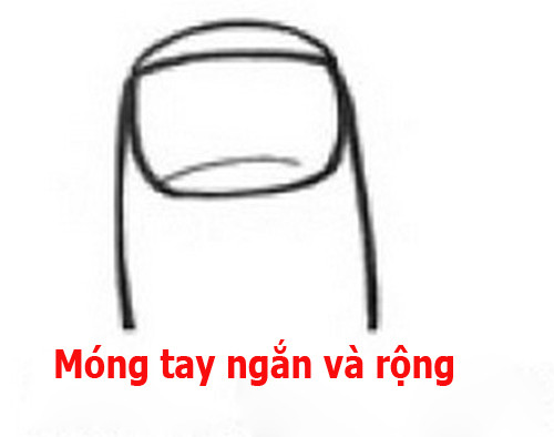 Móng tay ngắn và rộng với nước sơn đậm màu