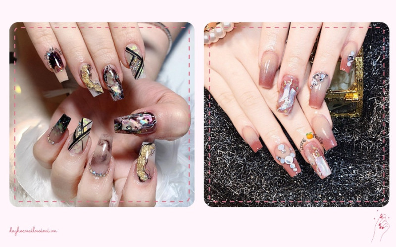 Khám Phá Những Mẫu Móng Tay Sang Trọng, Tinh Tế Năm Nay Móng tay xà cừ đen hồng nude