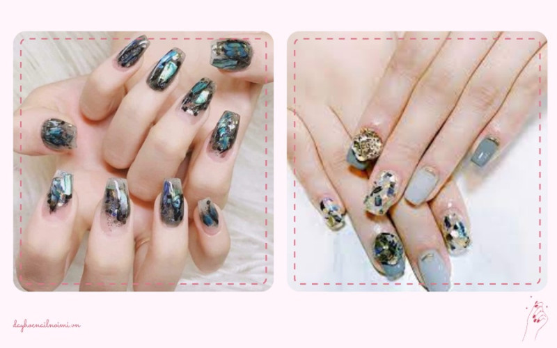 Khám Phá Những Mẫu Móng Tay Sang Trọng, Tinh Tế Năm Nay Móng tay xà cừ xanh navy sang trọng