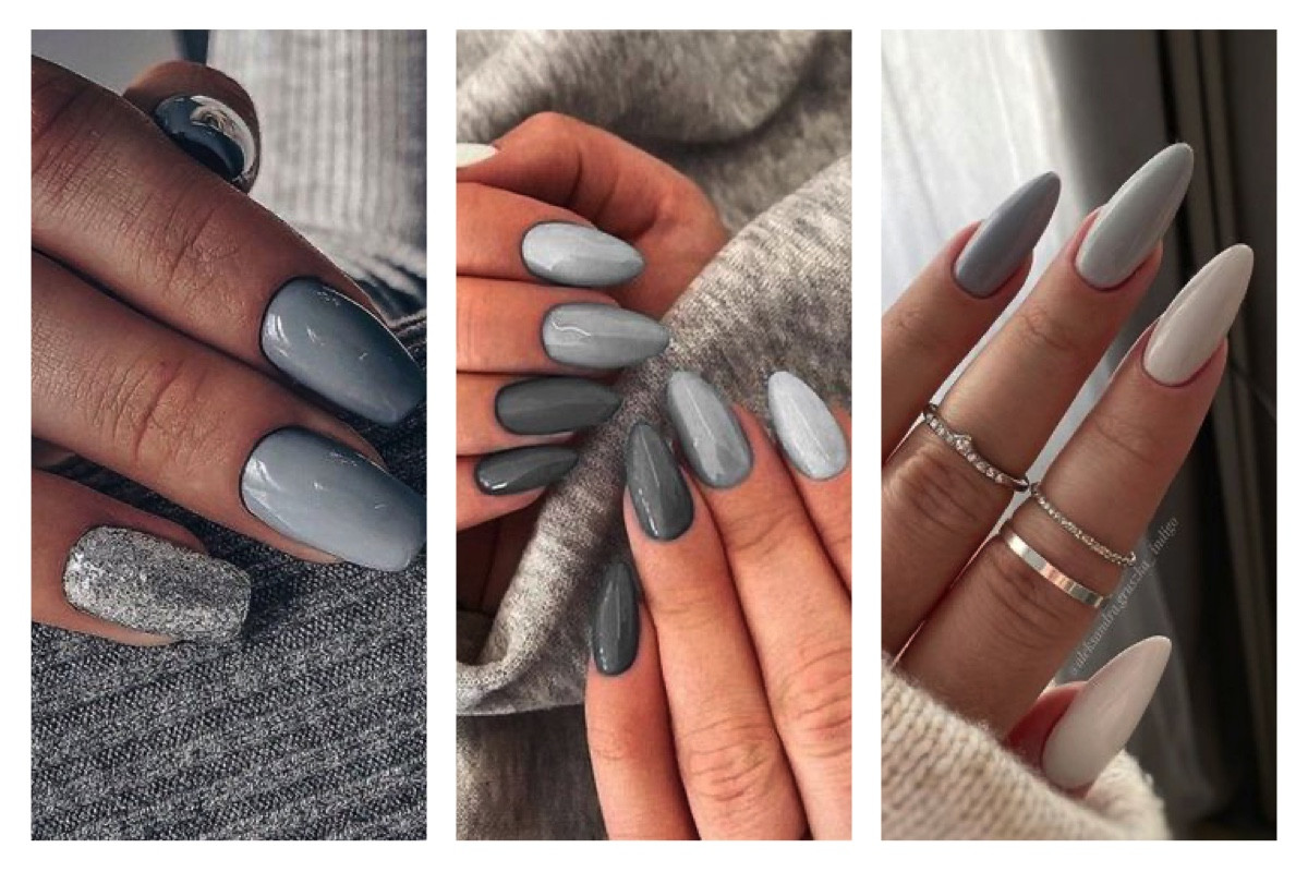 Móng tay xám hiện đại cho da ngăm