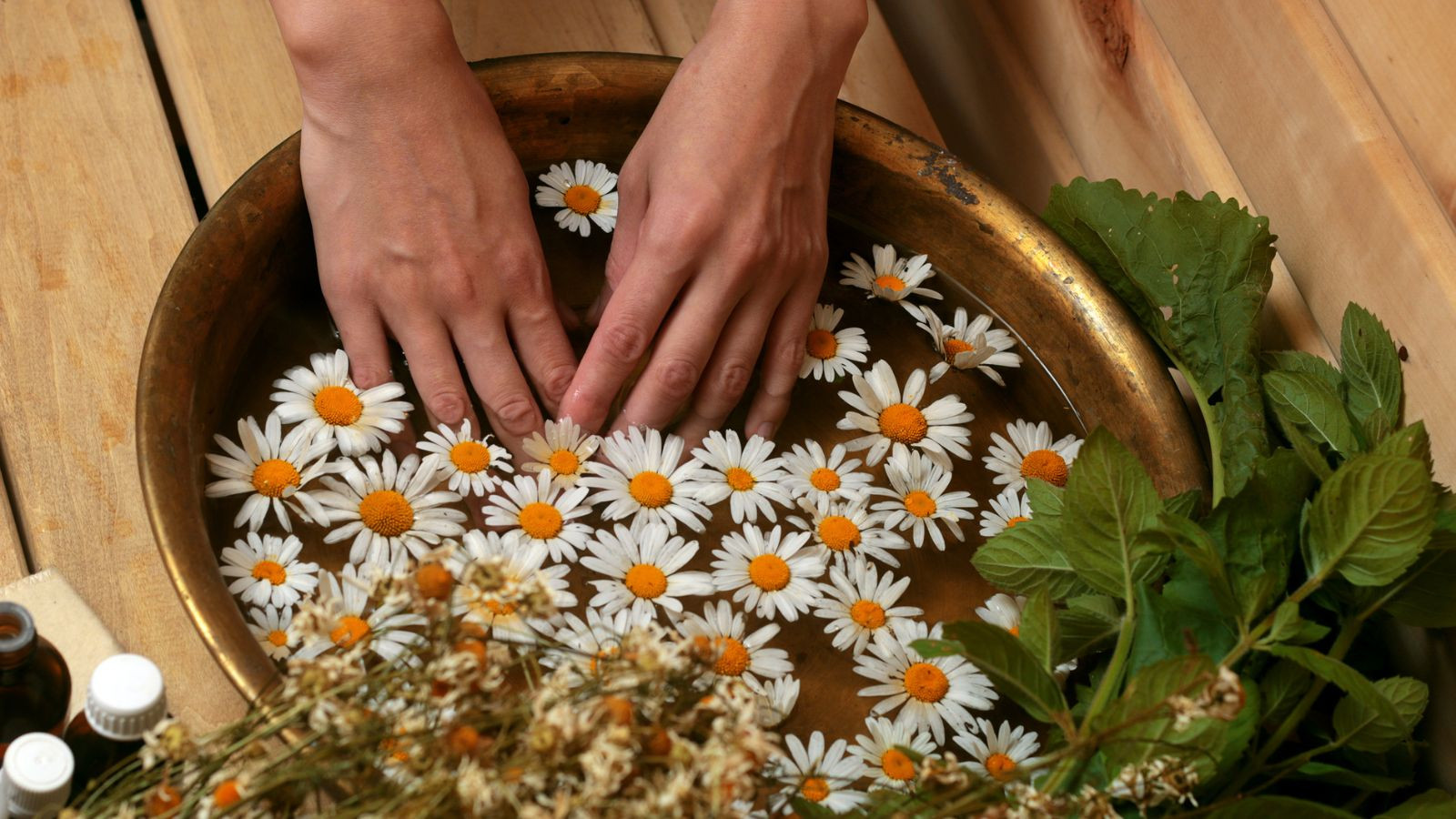 Một không gian tiệm nail với cây xanh và vật liệu gỗ tự nhiên, phù hợp với tên tiệm nail tiếng Anh mang phong cách thư giãn