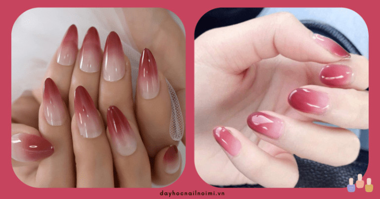 Nail chân đỏ mận nửa móng giúp chân thon dài