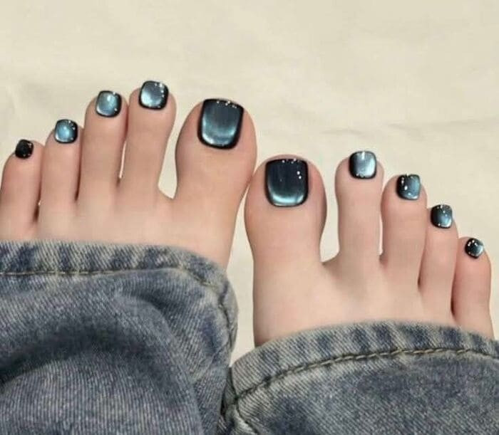 Nail chân mắt mèo kim cương ánh xanh dương độc đáo, nổi bật