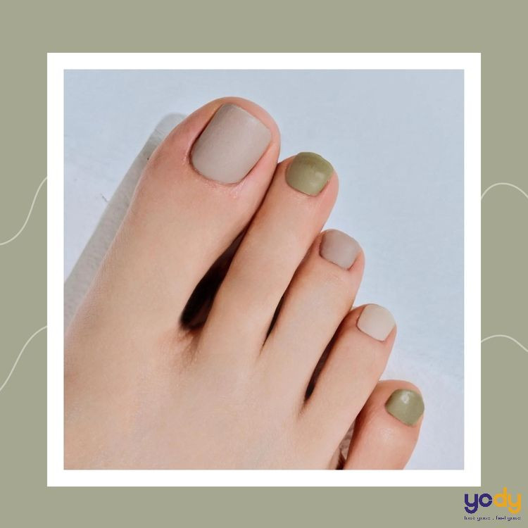 Nail chân màu xanh đẹp bơ ngọt ngào