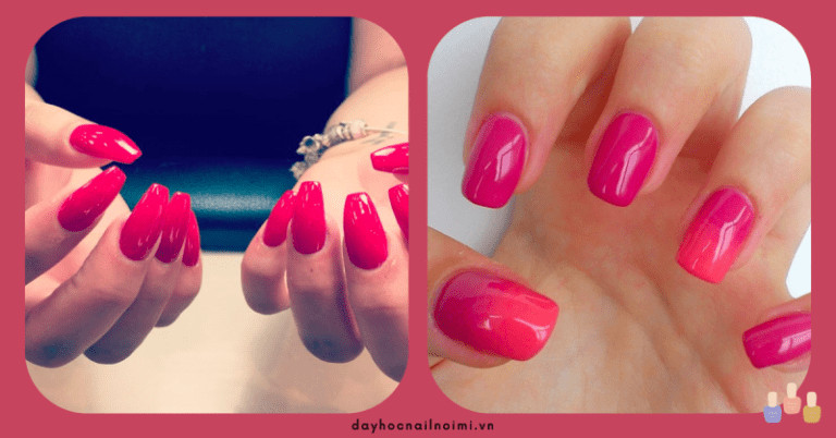 Nail hồng cánh sen sơn trơn cho da trắng