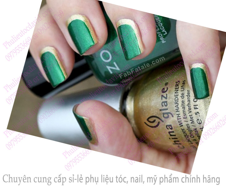 Nail xanh ngọc lục bảo viền vàng gold độc đáo