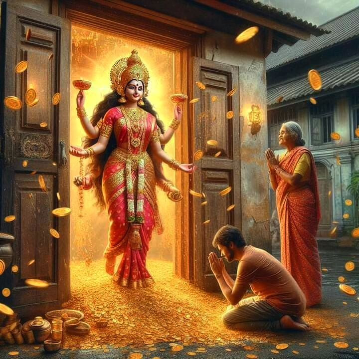 Cắt Móng Tay Vào Ban Đêm: Giải Mã Thực Hư Có Sao Không Nữ thần Lakshmi - Biểu tượng của tài lộc và may mắn trong quan niệm Hindu, liên quan đến việc cắt móng tay vào ban đêm có sao không.