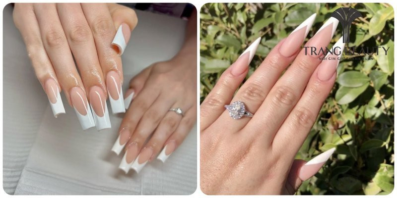 Sơn đầu móng tay trắng dạng French đơn giản, cổ điển, phù hợp với mọi phong cách