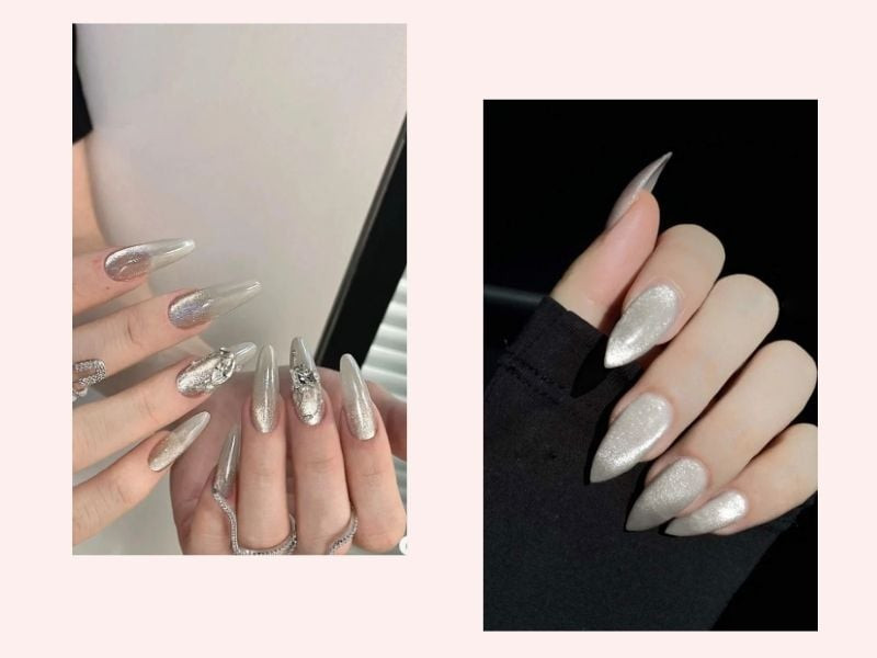 Sơn gel mắt mèo bạc pha lê lấp lánh tinh xảo