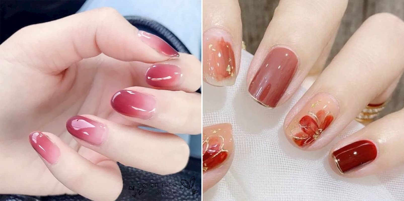 Sơn móng tay dễ thương hiệu ứng thạch hồng trong trẻo