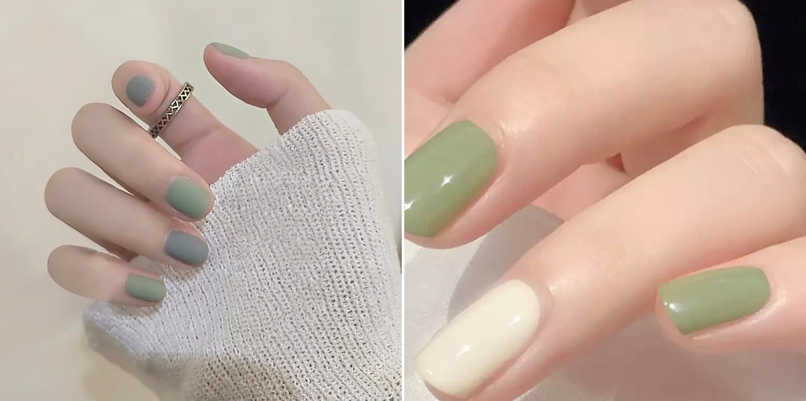 Sơn móng tay dễ thương màu xanh bạc hà tươi mới
