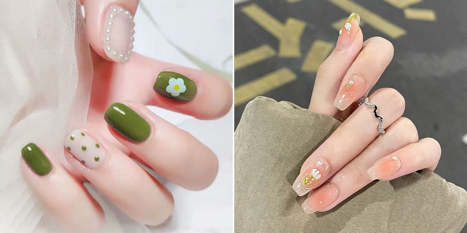 Sơn móng tay dễ thương với họa tiết hoa tinh xảo