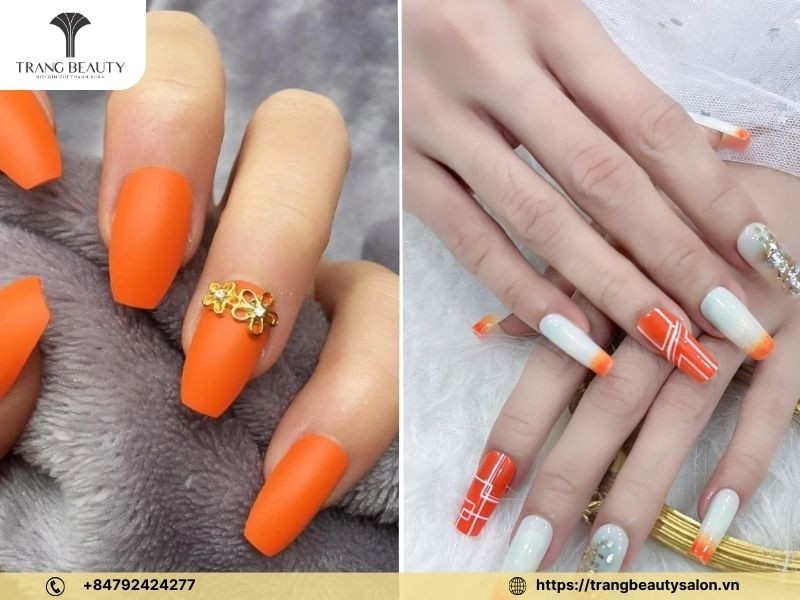 Sơn móng tay đẹp 2024 màu cam nhiệt đới năng động