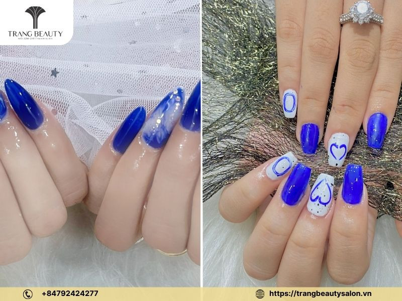 Sơn móng tay đẹp 2024 màu xanh dương nhã nhặn