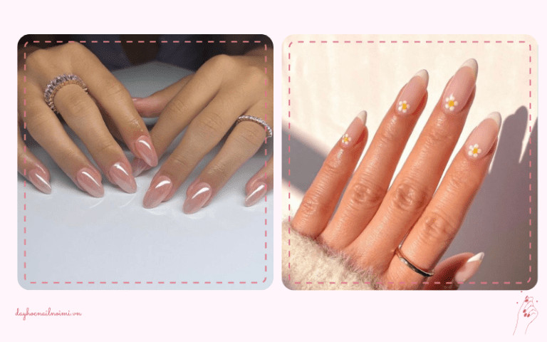 Sơn móng tay đẹp nhẹ nhàng hồng thạch sang trọng