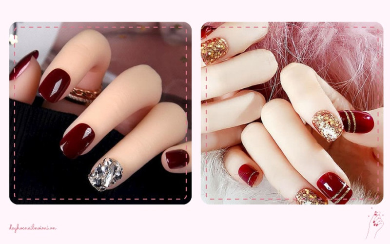 Sơn móng tay đẹp nhẹ nhàng màu đỏ bã trầu