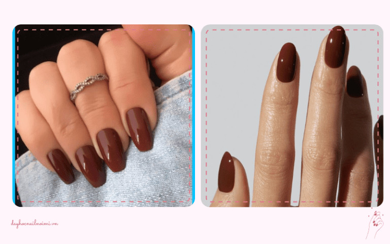 Sơn móng tay đẹp nhẹ nhàng màu đỏ đất