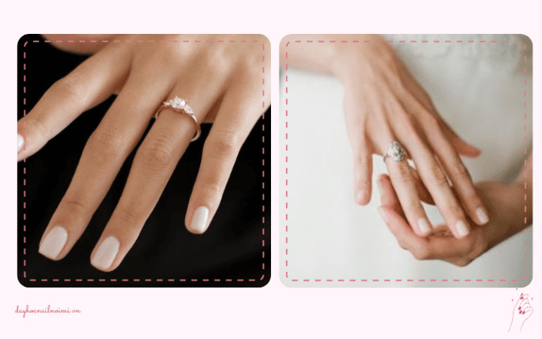 Sơn móng tay đẹp nhẹ nhàng màu trắng gạo trơn đơn giản
