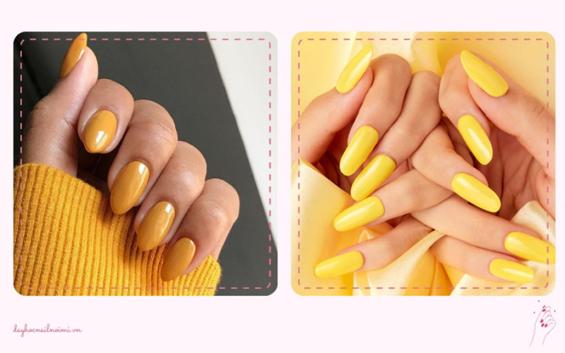 Sơn móng tay đẹp nhẹ nhàng màu vàng cho cô nàng năng động