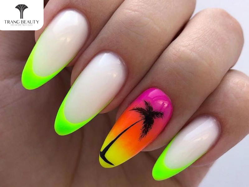 Sơn Móng Tay Đi Biển: Khám Phá Hơn 50 Mẫu Nail Đẹp Nổi Bật Mùa Hè Sơn móng tay đi biển màu neon rực rỡ, thu hút mọi ánh nhìn