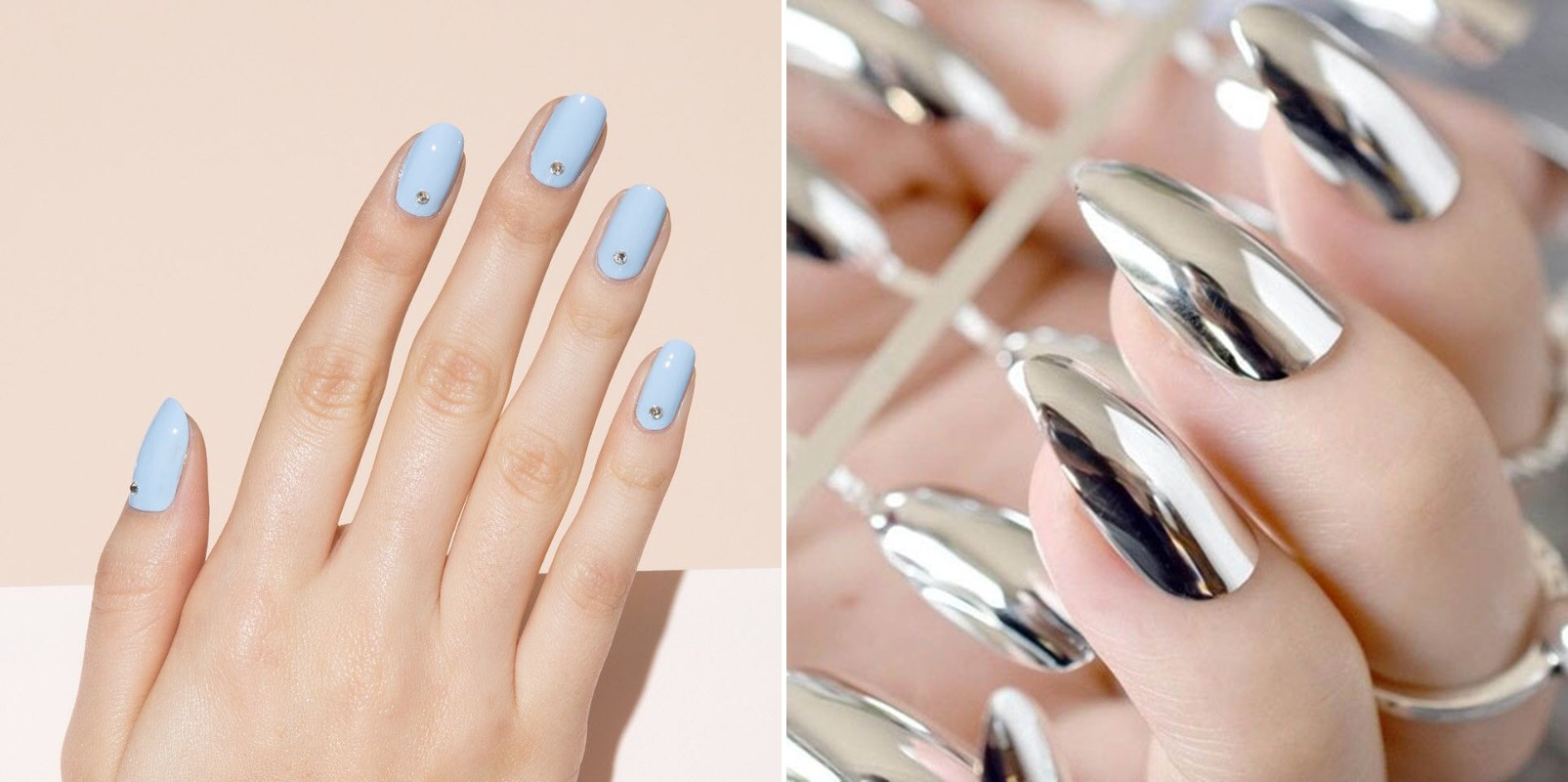 Sơn móng tay màu be nhạt với họa tiết chấm bi nhỏ