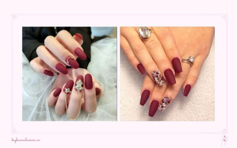 Sơn móng tay màu đỏ tươi họa tiết độc đáo