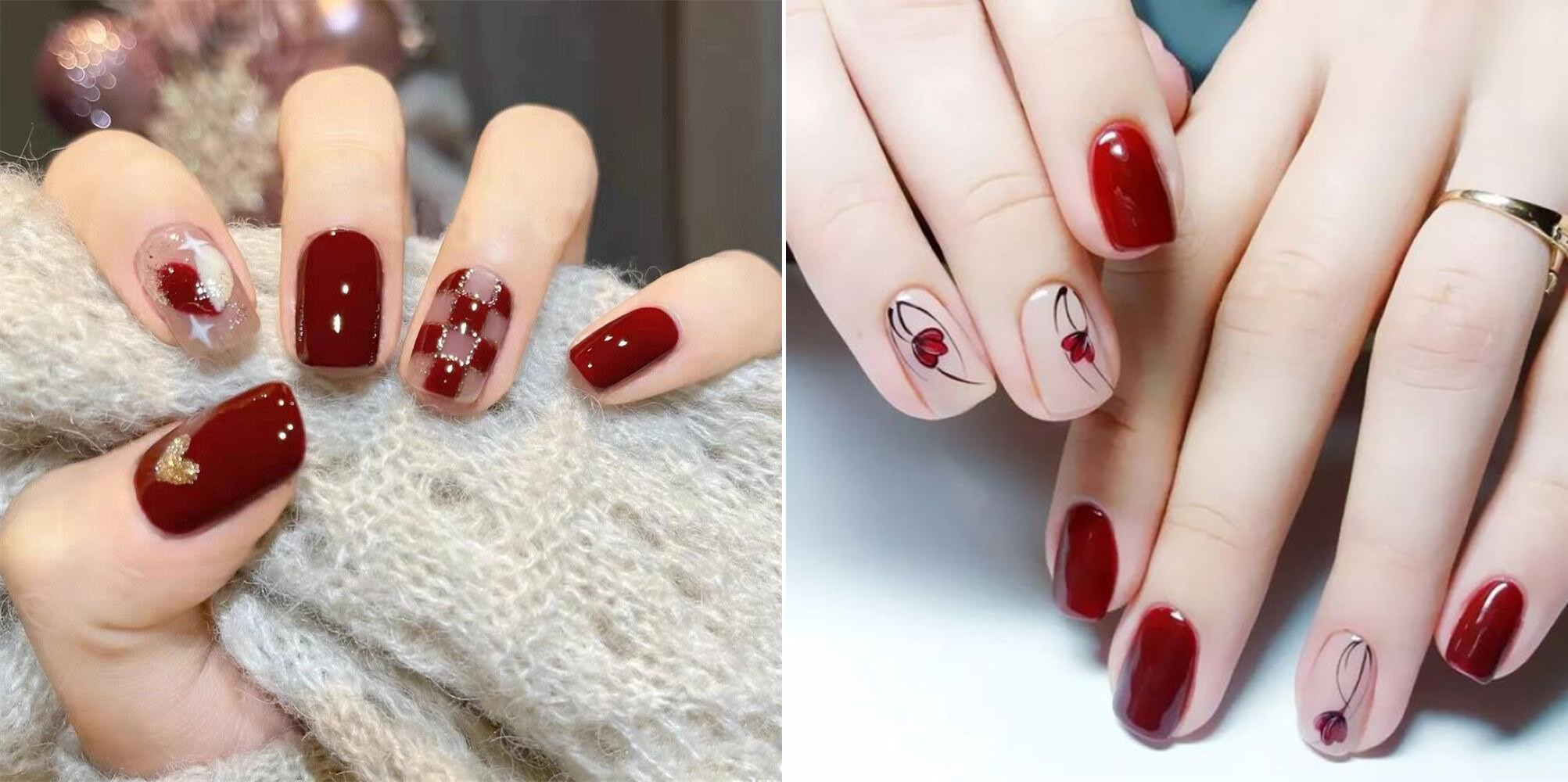 sơn móng tay thanh lịch màu đỏ tôn da