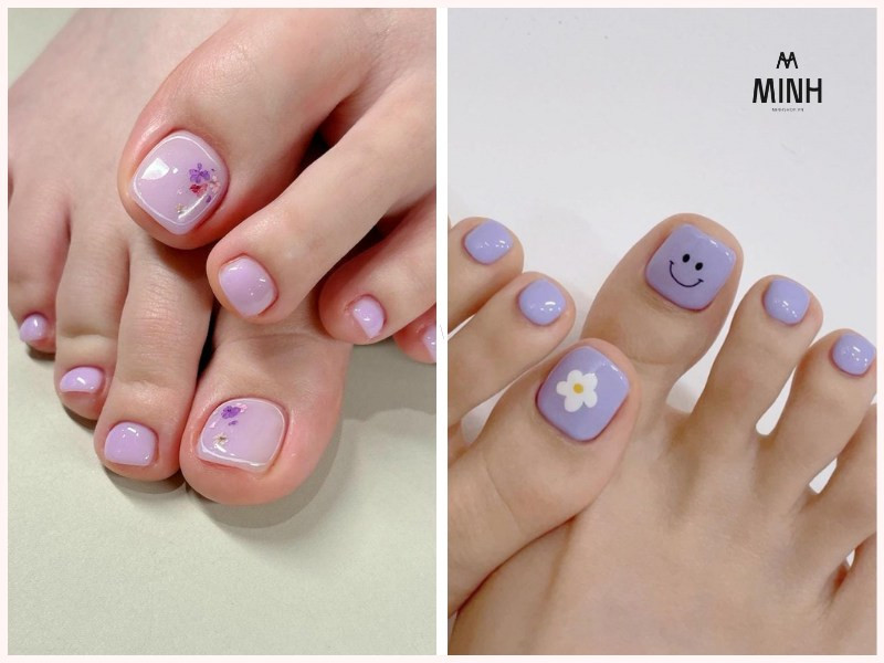 Sơn nail móng chân màu tím thu hút cho da ngăm