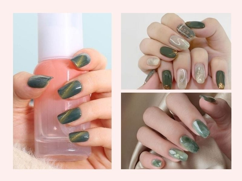 Thiết kế móng tay mắt mèo xanh ngọc bích rạng rỡ