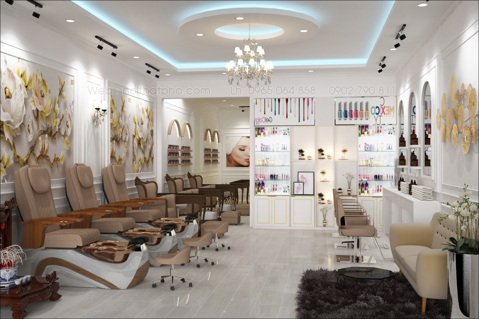 Thiết kế tiệm nail Anh Đức hiện đại và tiện nghi