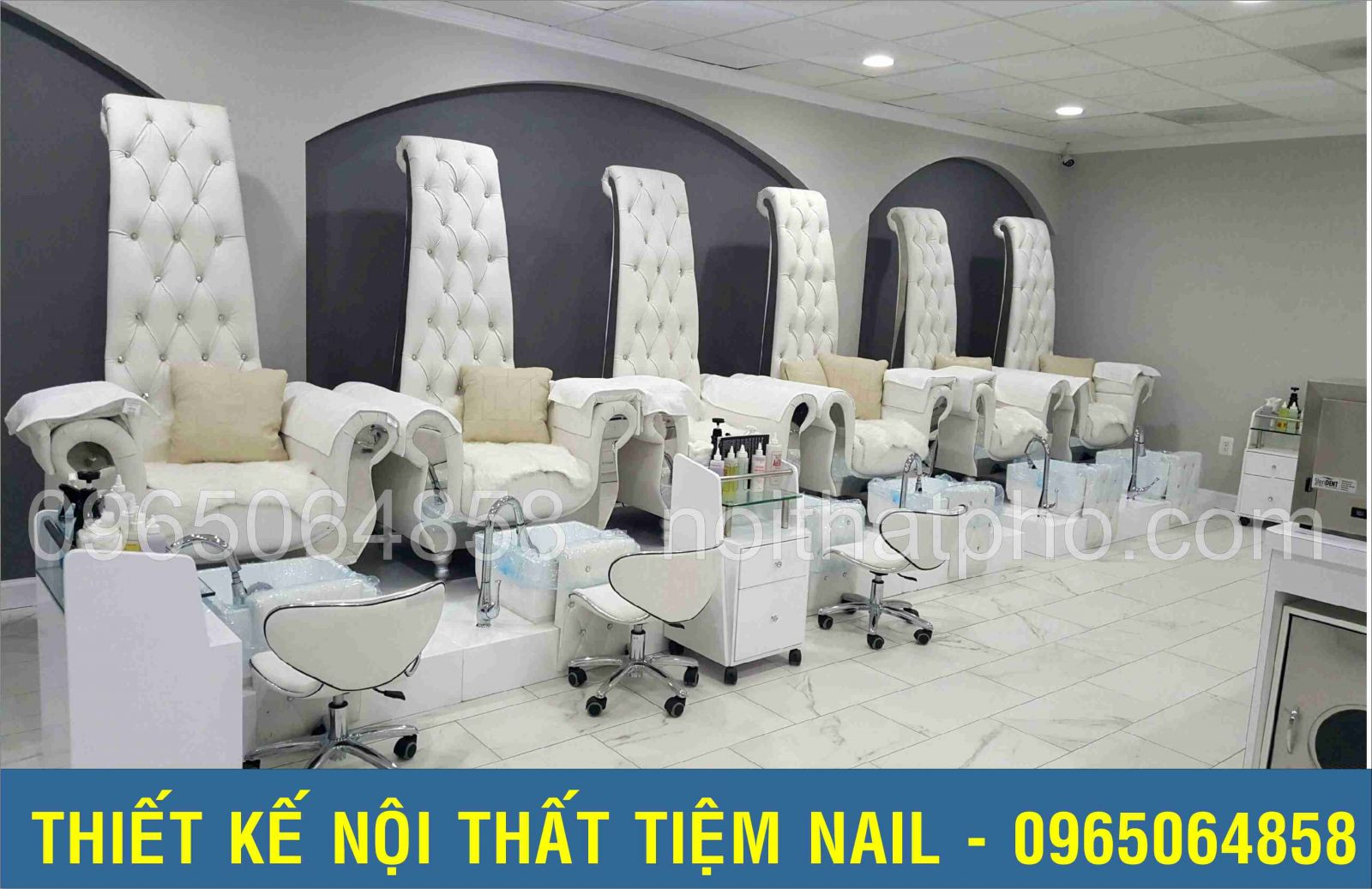 Thiết kế tiệm nail theo phong cách tân cổ điển