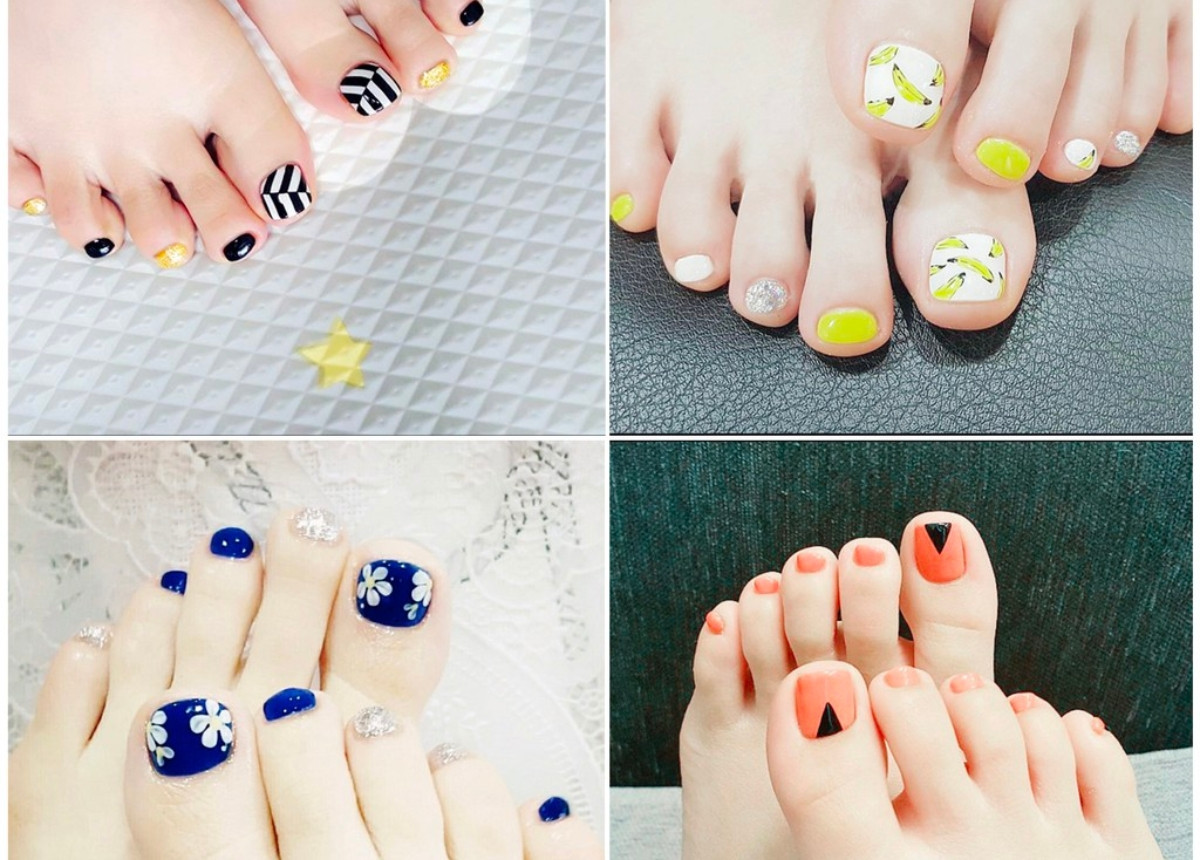 Vẽ móng chân dễ thương với màu neon nổi bật